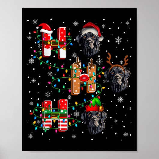 Ho Ho Ho Santa Hat Elf Matching Labrador Retriever ポスター (正面)
