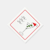 Ho Ho Ho Santa hat martini glass cocktail napkin スタンダードカクテルナプキン (角)