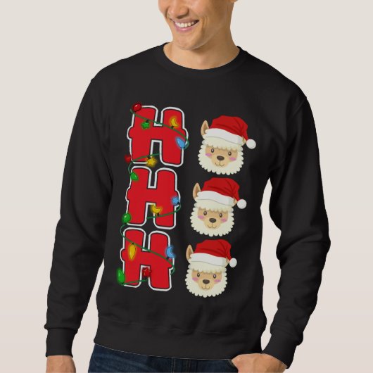 Ho Ho Ho Santa Llama Christmas スウェットシャツ (正面)