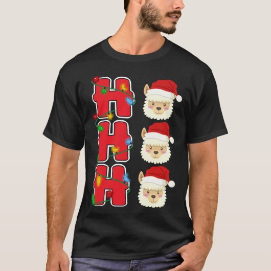 Ho Ho Ho Santa Llama Christmas Tシャツ (正面)