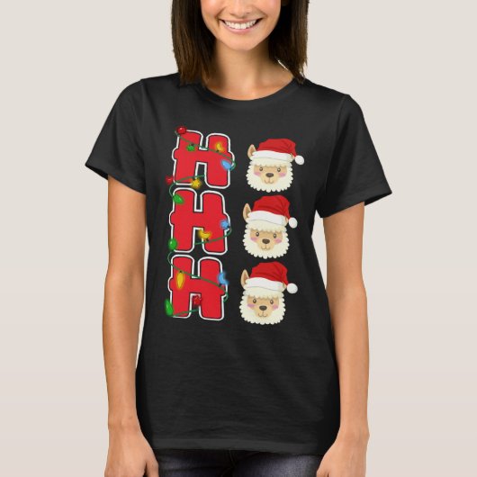 Ho Ho Ho Santa Llama Christmas Tシャツ (正面)