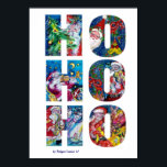 HO HO HO SANTA MUSICAL CHRISTMAS NIGHT ポスター<br><div class="desc">Ho Ho Ho with vibrant colorful bold alphabet letters .Cool , whimsical and artistic watercolor paintings with vibrant red , blue, yellow, white colors by Bulgan Lumini (c). Santa Claus is playing violin and sax in the snowy winter night under the blue sky , moon and yellow stars with a...</div>
