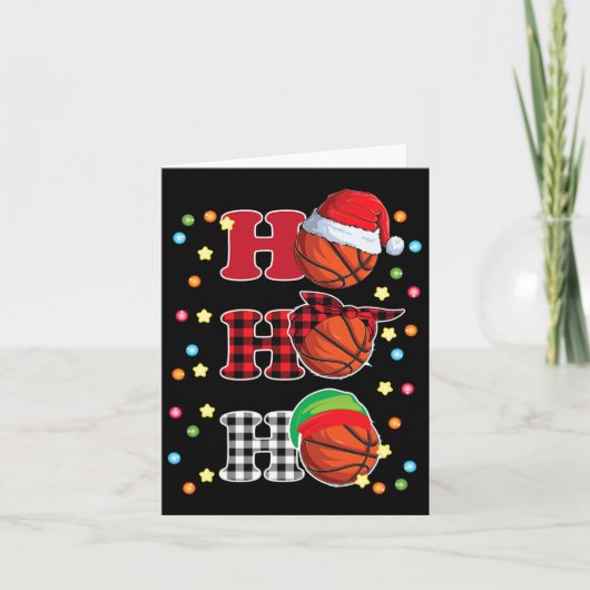 Ho Ho Ho Santa Red Plaid Christmas Lights Pajama S カード (正面)