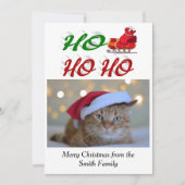 Ho Ho Ho Santa Sleighクリスマスフォトスクリプト シーズンカード (正面)