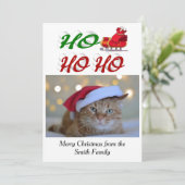 Ho Ho Ho Santa Sleighクリスマスフォトスクリプト シーズンカード (スタンド正面)