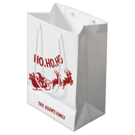 Ho Ho Ho Santa Sleigh Ride Christmas ミディアムペーパーバッグ