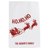 Ho Ho Ho Santa Sleigh Ride Christmas ミディアムペーパーバッグ (正面)