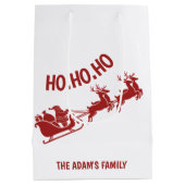 Ho Ho Ho Santa Sleigh Ride Christmas ミディアムペーパーバッグ (裏面)