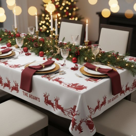 Ho Ho Ho Santa Sleigh Ride Christmas Tablecloth テーブルクロス