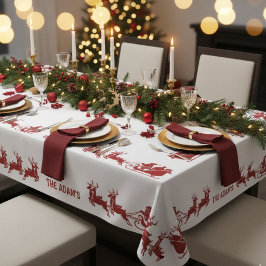 Ho Ho Ho Santa Sleigh Ride Christmas Tablecloth テーブルクロス