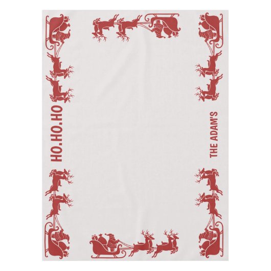 Ho Ho Ho Santa Sleigh Ride Christmas Tablecloth テーブルクロス (正面)