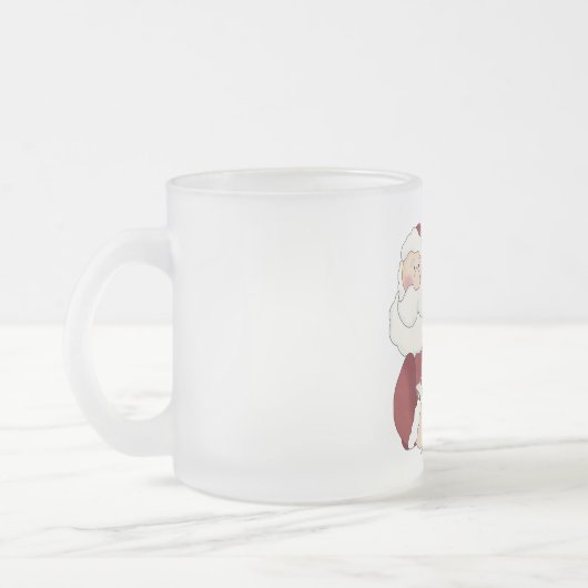 Ho Ho Ho Santa Tシャツとギフト フロストグラスマグカップ (左)