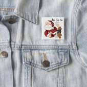 Ho Ho Ho Santa Tシャツとギフト 缶バッジ (インサイチュ)