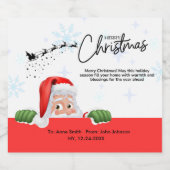 HO HO HO SANTA XMAS TEXT スパークリングワインラベル (シングルラベル)
