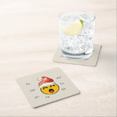 Ho Ho Ho smiley santa スクエアペーパーコースター (インサイチュ)