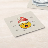 Ho Ho Ho smiley santa スクエアペーパーコースター (アングル)