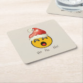 Ho Ho Ho smiley santa スクエアペーパーコースター (アングル)