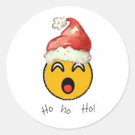 Ho Ho Ho smiley santa ラウンドシール