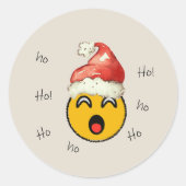 Ho Ho Ho smiley santa ラウンドシール (正面)