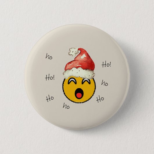 Ho Ho Ho smiley santa 缶バッジ (正面)