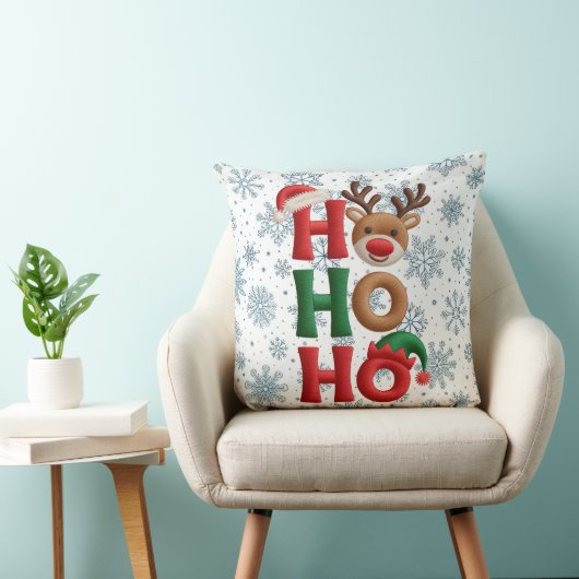 Ho Ho Ho Snowflakes Throw Pillow クッション (椅子)