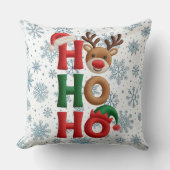 Ho Ho Ho Snowflakes Throw Pillow クッション (正面)