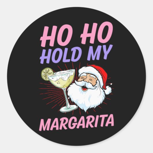 Ho Ho Hold My Margarita Christmas In July Santa Va ラウンドシール (正面)
