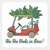 Ho Ho Hole In One Christmas Santa Golf Golfing  スクエアシール (正面)