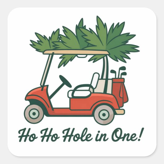 Ho Ho Hole In One Christmas Santa Golf Golfing  スクエアシール (正面)