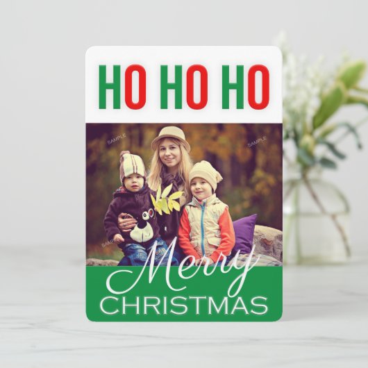 HO HO HOLIDAYクリスマスグリーティングフォトカード シーズンカード (スタンド正面)