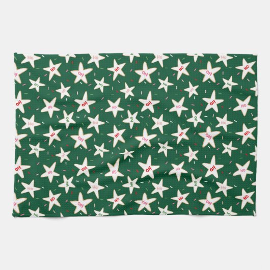 Ho Ho Holiday Cookie Pattern  キッチンタオル (横)