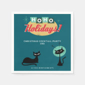 Ho Ho Holidays Midcentury Modern Christmas スタンダードカクテルナプキン (正面)