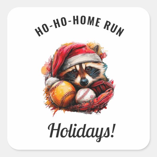 Ho-Ho-Home Run Baseball Christmas Envelope Seal スクエアシール (正面)