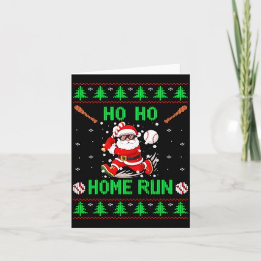 Ho Ho Home Run Baseball Christmas Santa Ugly Xmas  カード (正面)