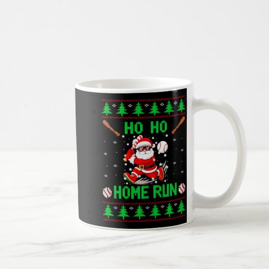 Ho Ho Home Run Baseball Christmas Santa Ugly Xmas コーヒーマグカップ (右)