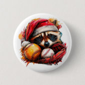 Ho-Ho-Home Run Raccoon Pin Button 缶バッジ (正面)