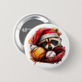 Ho-Ho-Home Run Raccoon Pin Button 缶バッジ (正面&裏面)
