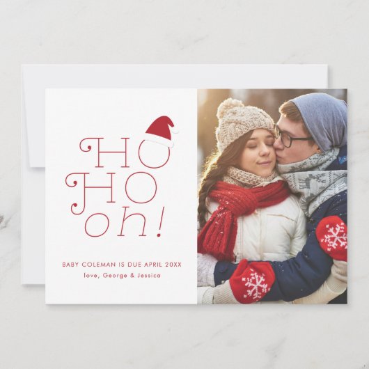 Ho Ho Ohクリスマスの妊娠の発表 シーズンカード (正面)