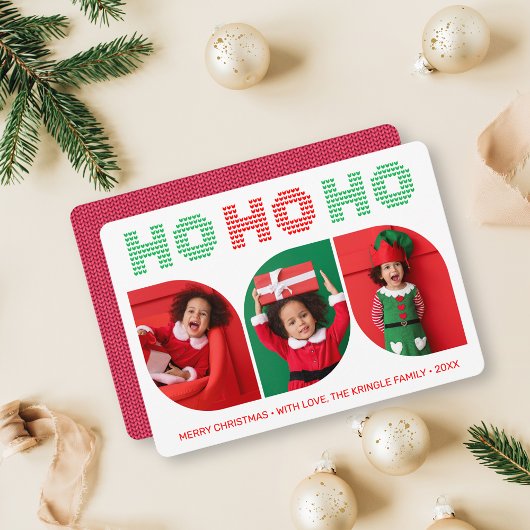 Ho Ho Photo Christmas Greeting Card 招待状