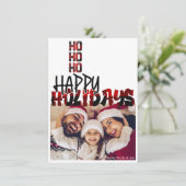 HO HO PLAID休日グランジクリスマスフォトカード 招待状 (スタンド正面)