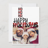 HO HO PLAID休日グランジクリスマスフォトカード 招待状 (正面)