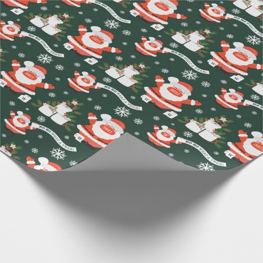 HO HO What A Yearおもしろいサンタマスク&トイレ紙 ラッピングペーパー (角)