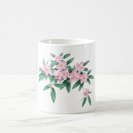 Ho Mangのこつによるピンクの花のマグ コーヒーマグカップ (中央)