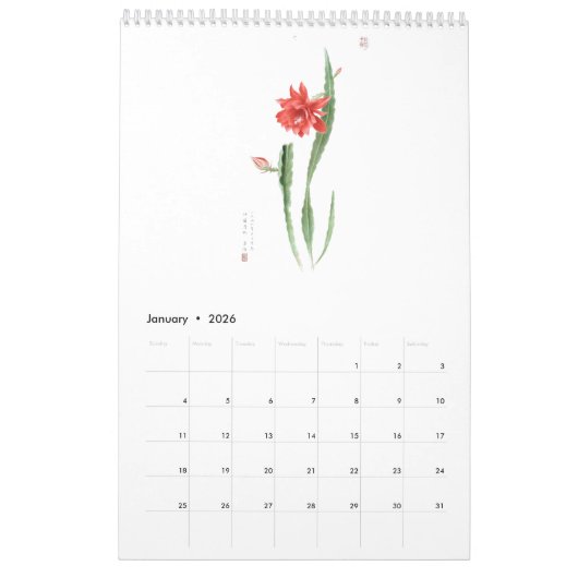 Ho Mang Hang, Botanical Art 2026 Calendar カレンダー (1月 2026)