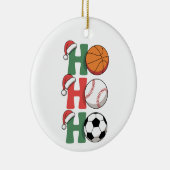 Ho Santa Christmas Basketball Baseball Soccer Xmas セラミックオーナメント (右)