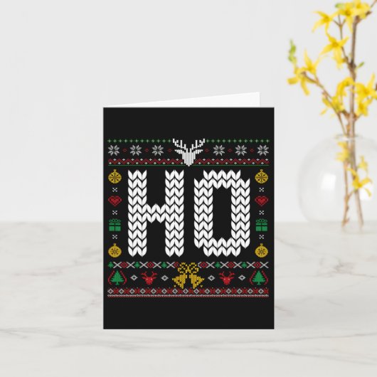 Ho - Where My Ho's At Ugly Christmas Sweater Match カード (黄色い花)