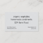 Hobby Farm Carrots Vegetables Backyard 名刺 (裏面)