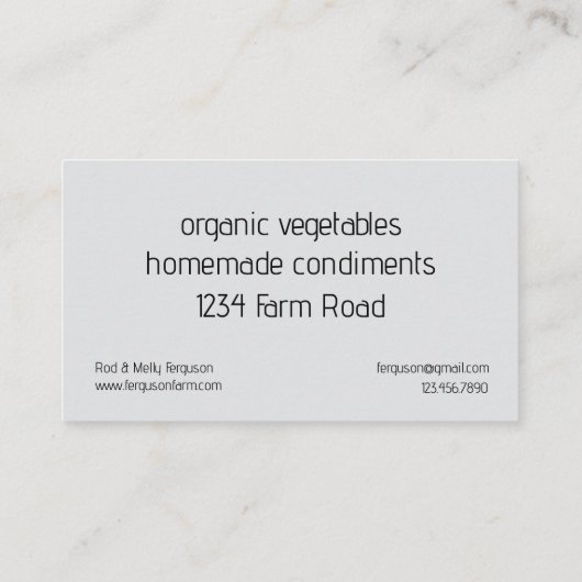 Hobby Farm Carrots Vegetables Backyard 名刺 (裏面)