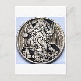 Hobo nickel 1936 buffalo nickel coin. Postcard ポストカード
