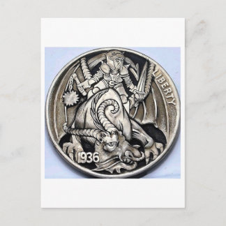 Hobo nickel 1936 buffalo nickel coin. Postcard ポストカード